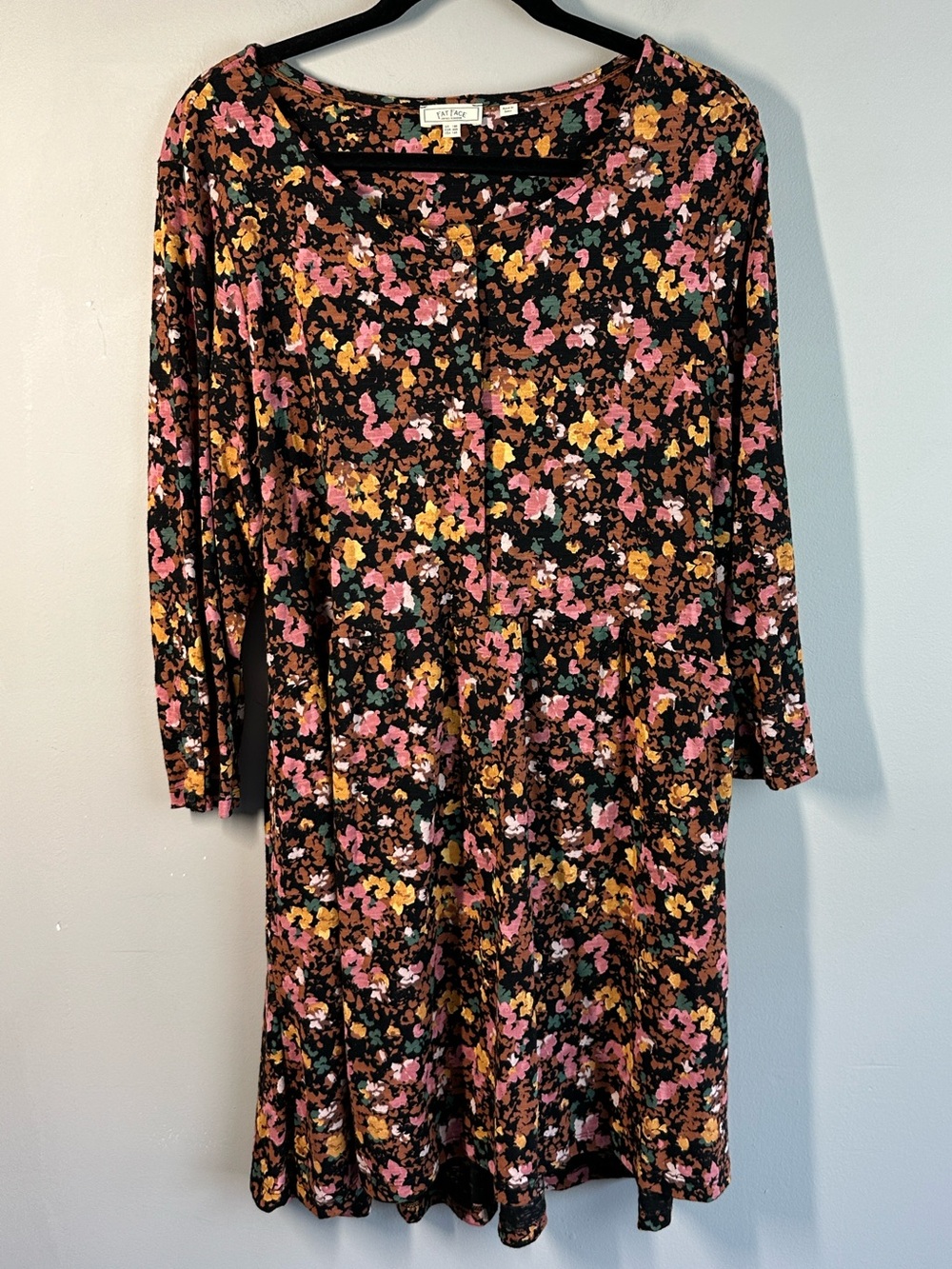 Fat Face Nina Petal Scatter Jersey Floral Long Sleeve Dress Size 14